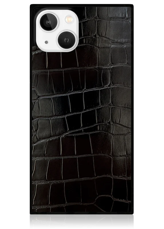 SQUARE® Black Crocodile Faux Leather iPhone Case - Image 19