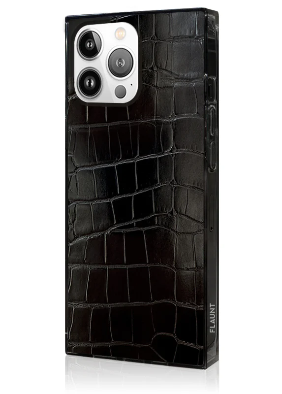 SQUARE® Black Crocodile Faux Leather iPhone Case - Image 42