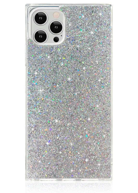 SQUARE® Silver Glitter iPhone Case - Image 3