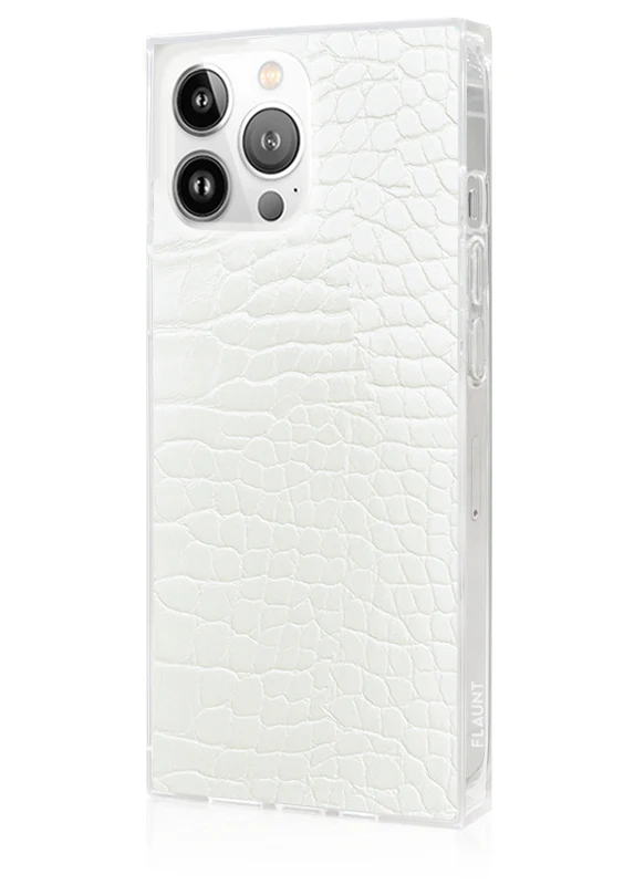 SQUARE® White Crocodile Faux Leather iPhone Case - Image 52
